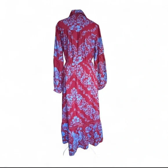 Anthropologie Boho Floral Maxi Shirt Dress NWT M Petite Flowy Cottagecore HTF - Picture 6 of 9